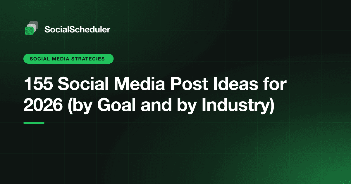A grid of social media post idea cards grouped by goal: reach, engagement, trust, sales and retention